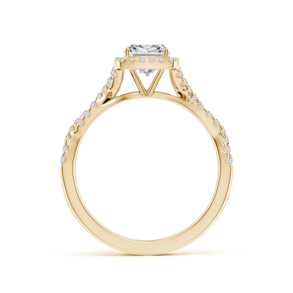 5.5mm IJI1I2 Cushion Diamond Halo Twisted Shank Engagement Ring in Yellow Gold Side 199