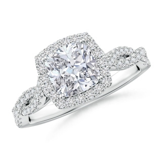 6.5mm HSI2 Cushion Diamond Halo Twisted Shank Engagement Ring in P950 Platinum