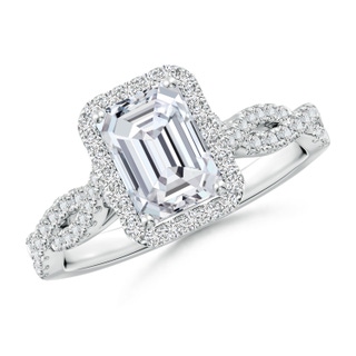 7.5x5.5mm HSI2 Emerald-Cut Diamond Halo Twisted Shank Classic Engagement Ring in P950 Platinum