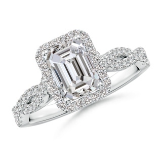 7.5x5.5mm IJI1I2 Emerald-Cut Diamond Halo Twisted Shank Classic Engagement Ring in P950 Platinum