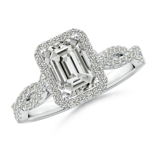 7.5x5.5mm KI3 Emerald-Cut Diamond Halo Twisted Shank Classic Engagement Ring in P950 Platinum