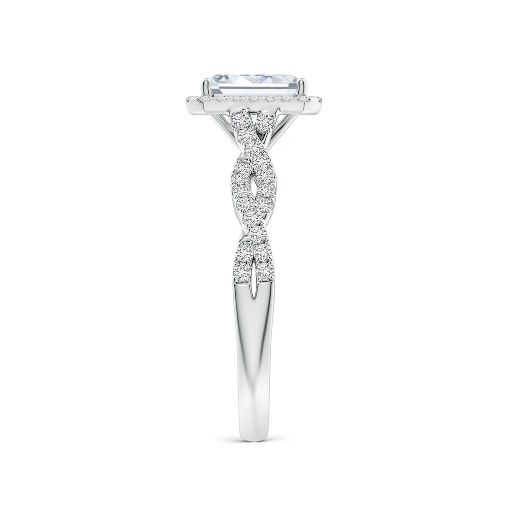 7x5mm HSI2 Emerald-Cut Diamond Halo Twisted Shank Classic Engagement Ring in White Gold Side 299