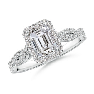 7x5mm IJI1I2 Emerald-Cut Diamond Halo Twisted Shank Classic Engagement Ring in P950 Platinum