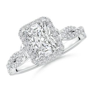 7.5x5.8mm HSI2 Radiant-Cut Diamond Halo Twisted Shank Engagement Ring in P950 Platinum