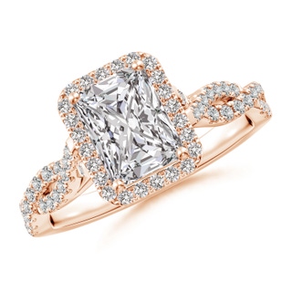 7.5x5.8mm IJI1I2 Radiant-Cut Diamond Halo Twisted Shank Engagement Ring in Rose Gold