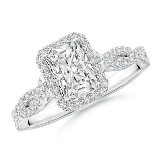 7x5mm HSI2 Radiant-Cut Diamond Halo Twisted Shank Engagement Ring in P950 Platinum