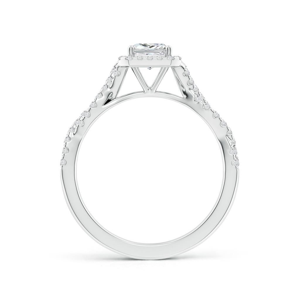 7x5mm HSI2 Radiant-Cut Diamond Halo Twisted Shank Engagement Ring in White Gold Side 199