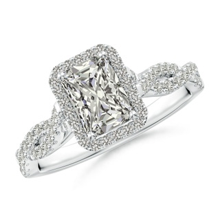 7x5mm KI3 Radiant-Cut Diamond Halo Twisted Shank Engagement Ring in P950 Platinum