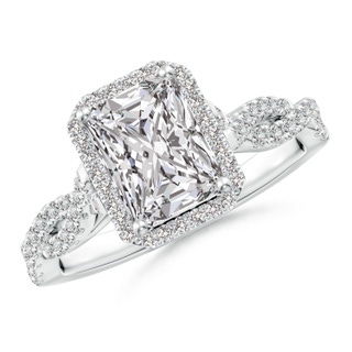 8x6mm IJI1I2 Radiant-Cut Diamond Halo Twisted Shank Engagement Ring in P950 Platinum