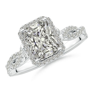 8x6mm KI3 Radiant-Cut Diamond Halo Twisted Shank Engagement Ring in P950 Platinum