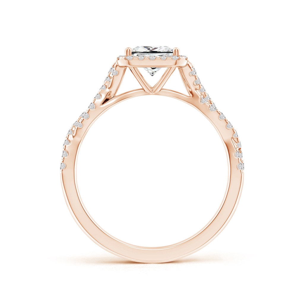5.5mm IJI1I2 Princess-Cut Diamond Halo Twisted Shank Engagement Ring in Rose Gold Side 199