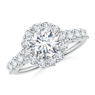 7.4mm GVS2 Round Diamond Floral Halo Engagement Ring in P950 Platinum