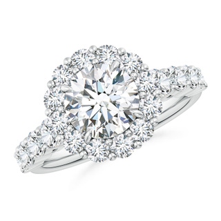 8mm GVS2 Round Diamond Floral Halo Engagement Ring in P950 Platinum