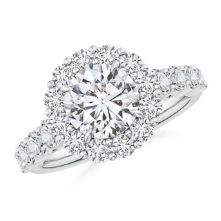 8mm HSI2 Round Diamond Floral Halo Engagement Ring in P950 Platinum