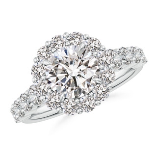 8mm IJI1I2 Round Diamond Floral Halo Engagement Ring in P950 Platinum