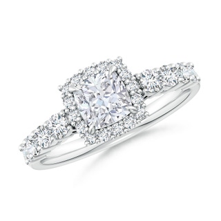 5.5mm GVS2 Cushion Diamond Floral Halo Engagement Ring in P950 Platinum
