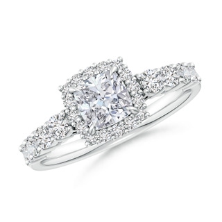 5.5mm HSI2 Cushion Diamond Floral Halo Engagement Ring in P950 Platinum
