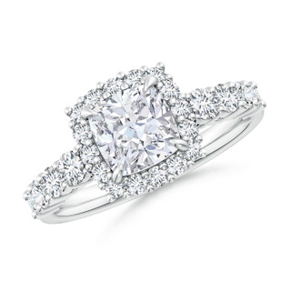 6.5mm GVS2 Cushion Diamond Floral Halo Engagement Ring in P950 Platinum