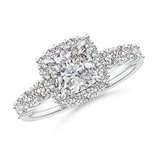 6.5mm IJI1I2 Cushion Diamond Floral Halo Engagement Ring in P950 Platinum