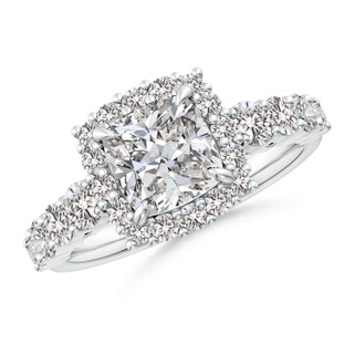 7mm IJI1I2 Cushion Diamond Floral Halo Engagement Ring in P950 Platinum