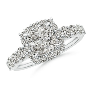 7mm KI3 Cushion Diamond Floral Halo Engagement Ring in P950 Platinum
