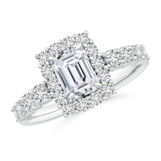 7x5mm HSI2 Emerald-Cut Diamond Floral Halo Engagement Ring in P950 Platinum