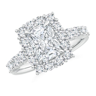 8x6mm GVS2 Radiant-Cut Diamond Floral Halo Engagement Ring in P950 Platinum