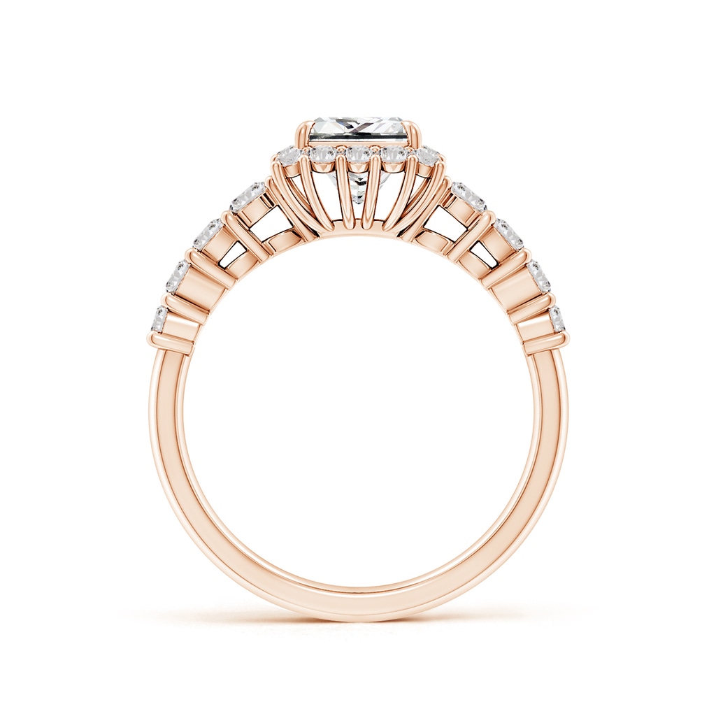 5.5mm IJI1I2 Princess-Cut Diamond Floral Halo Engagement Ring in Rose Gold Side 199