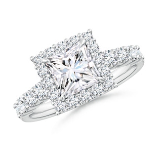 6.5mm GVS2 Princess-Cut Diamond Floral Halo Engagement Ring in P950 Platinum