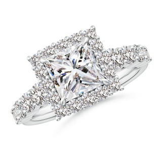 7mm IJI1I2 Princess-Cut Diamond Floral Halo Engagement Ring in P950 Platinum