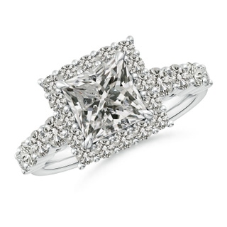 7mm KI3 Princess-Cut Diamond Floral Halo Engagement Ring in P950 Platinum