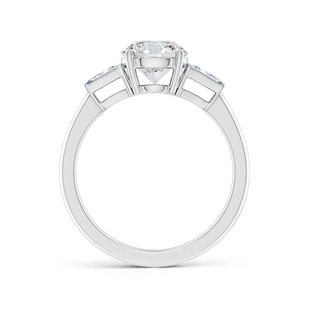 7.4mm HSI2 Round and Twin Tapered Baguette Diamond Side Stone Engagement Ring in White Gold Side 199