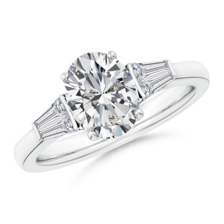 9x7mm HSI2 Oval and Twin Tapered Baguette Diamond Side Stone Engagement Ring in P950 Platinum
