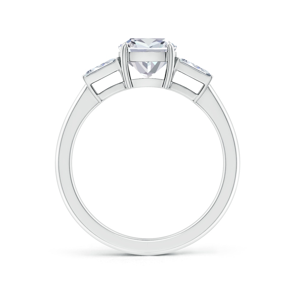6.5mm HSI2 Cushion and Twin Tapered Baguette Diamond Side Stone Engagement Ring in White Gold Side 199