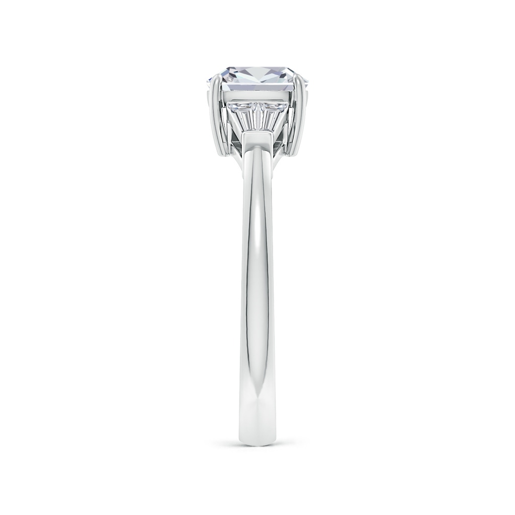 6.5mm HSI2 Cushion and Twin Tapered Baguette Diamond Side Stone Engagement Ring in White Gold Side 299