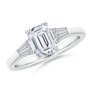 7.5x5.5mm HSI2 Emerald-Cut and Twin Tapered Baguette Diamond Side Stone Engagement Ring in P950 Platinum