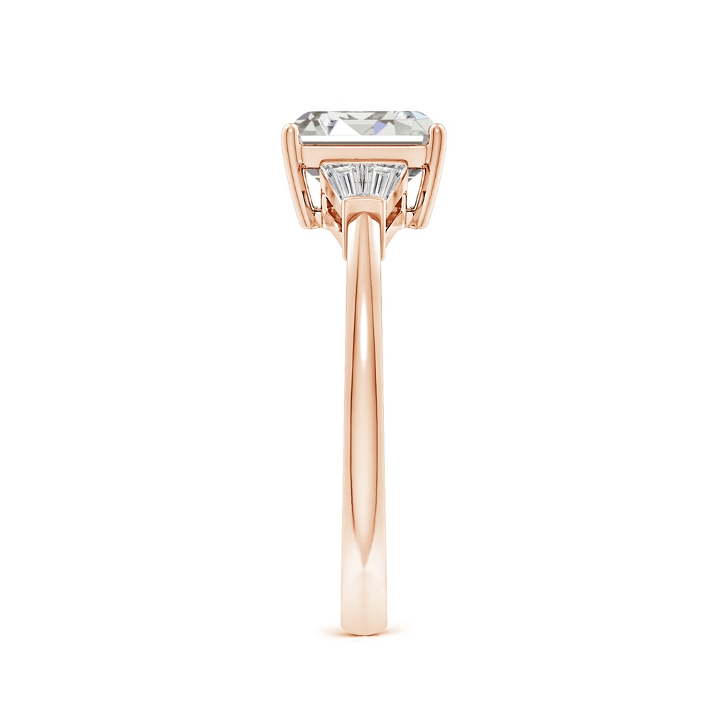 7x5mm IJI1I2 Emerald-Cut and Twin Tapered Baguette Diamond Side Stone Engagement Ring in Rose Gold Side 299