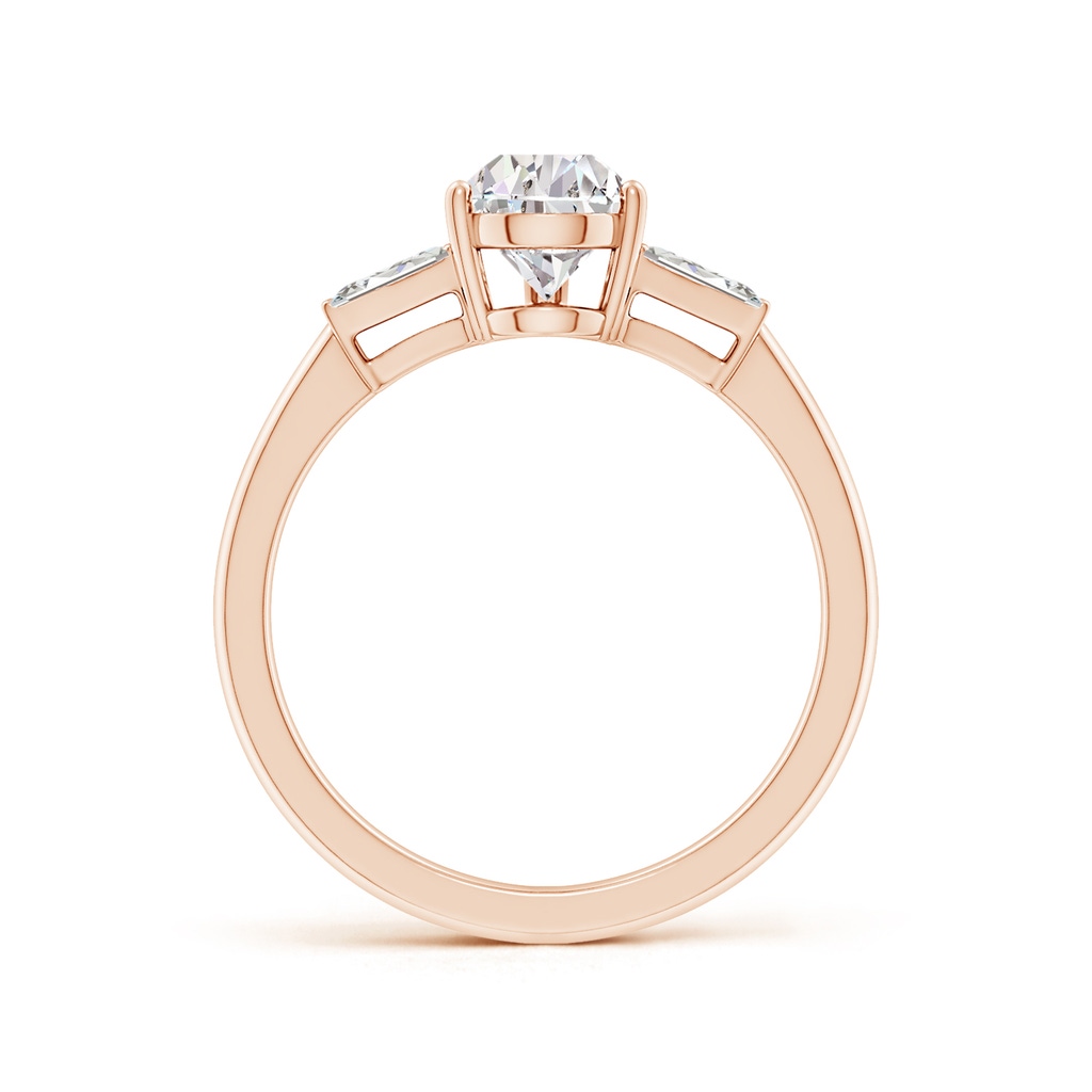 7.7x5.7mm IJI1I2 Pear and Twin Tapered Baguette Diamond Side Stone Engagement Ring in Rose Gold Side 199