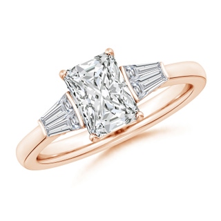 7.5x5.8mm HSI2 Radiant-Cut and Twin Tapered Baguette Diamond Side Stone Engagement Ring in Rose Gold