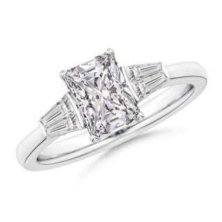 7.5x5.8mm IJI1I2 Radiant-Cut and Twin Tapered Baguette Diamond Side Stone Engagement Ring in P950 Platinum
