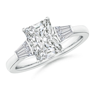 8x6mm HSI2 Radiant-Cut and Twin Tapered Baguette Diamond Side Stone Engagement Ring in P950 Platinum