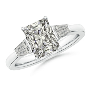 8x6mm KI3 Radiant-Cut and Twin Tapered Baguette Diamond Side Stone Engagement Ring in P950 Platinum