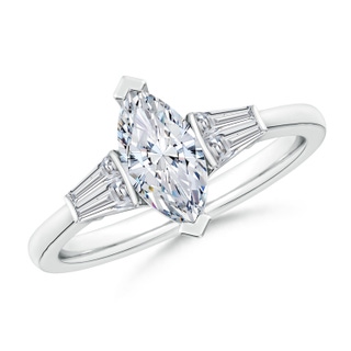 10x5mm HSI2 Marquise and Twin Tapered Baguette Diamond Side Stone Engagement Ring in P950 Platinum