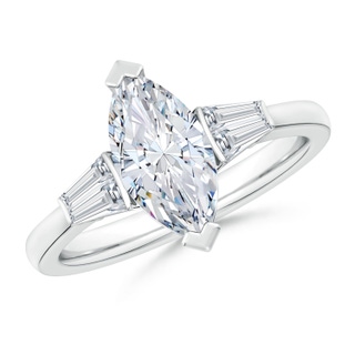 12x6mm GVS2 Marquise and Twin Tapered Baguette Diamond Side Stone Engagement Ring in P950 Platinum