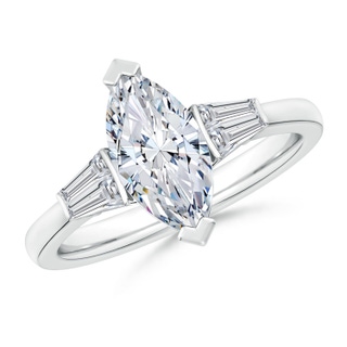 12x6mm HSI2 Marquise and Twin Tapered Baguette Diamond Side Stone Engagement Ring in P950 Platinum