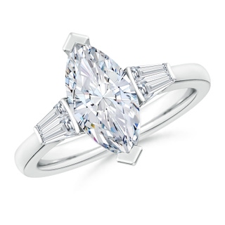 13x6.5mm GVS2 Marquise and Twin Tapered Baguette Diamond Side Stone Engagement Ring in P950 Platinum