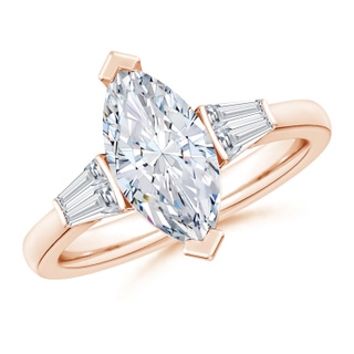 13x6.5mm GVS2 Marquise and Twin Tapered Baguette Diamond Side Stone Engagement Ring in Rose Gold