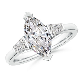 13x6.5mm IJI1I2 Marquise and Twin Tapered Baguette Diamond Side Stone Engagement Ring in P950 Platinum