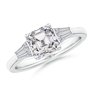 6.5mm HSI2 Asscher-Cut and Twin Tapered Baguette Diamond Side Stone Engagement Ring in P950 Platinum