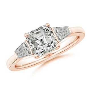 6.5mm KI3 Asscher-Cut and Twin Tapered Baguette Diamond Side Stone Engagement Ring in 9K Rose Gold